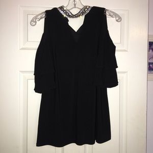 Cold shoulder black dressy top